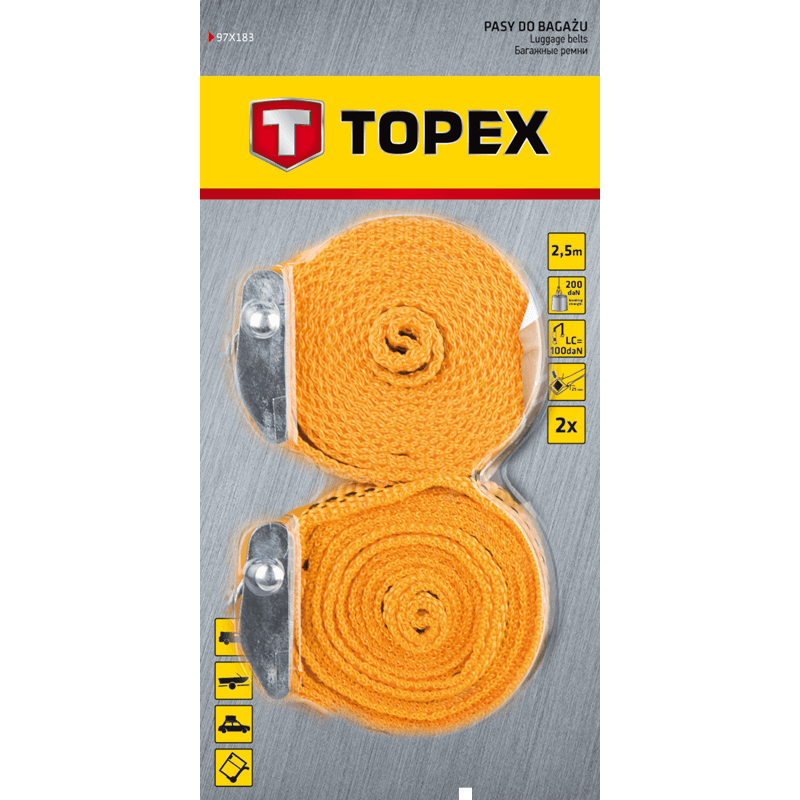 TOPEX cordón de 2,5 m 2 piezas de embalaje, ce y tuv