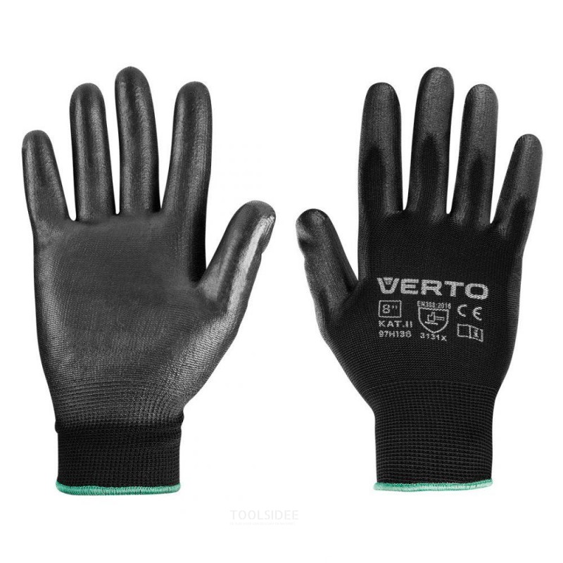 VERTO garden glove size 8 pu coating, anti-allergy, reinforced collar 