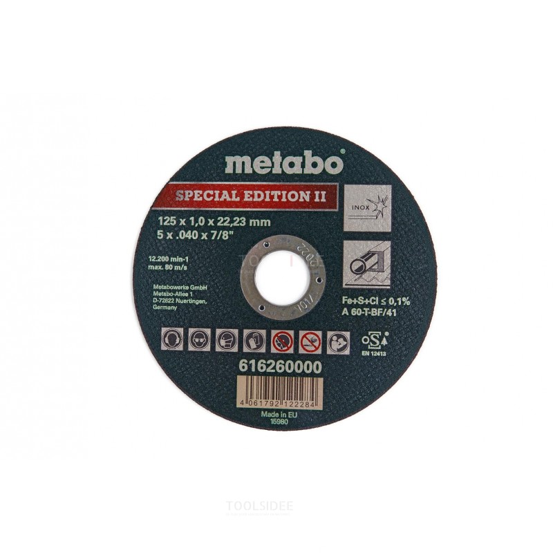 Metabo 125 x 1 mm. Disco da taglio per acciaio inossidabile - Edizione speciale II