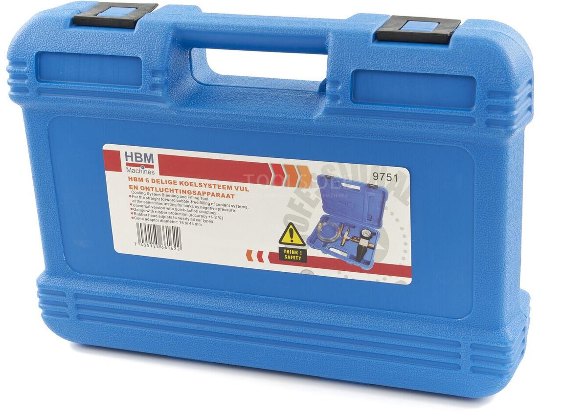 HBM 6 dele kølesystem fyldnings- og udluftningsenhed HBM 6 dele kølesystem fyldnings- og udluftningsenhed