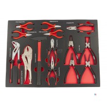 HBM 14 Piece Plier Set with Hammer in Carbon Foam inlay for Tool Trolley