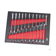 HBM 22 Piece Ring Ratchet Spanner Set in Carbon Foam inlay for Tool Trolley