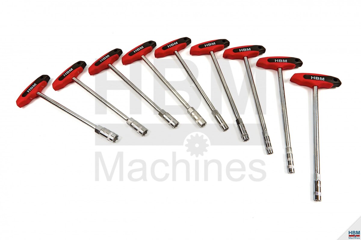 HBM 9-stykke T-håndtak socketnøkkel sett, socketnøkkel sett HBM 9-stykke T-håndtak socketnøkkel sett, socketnøkkel sett