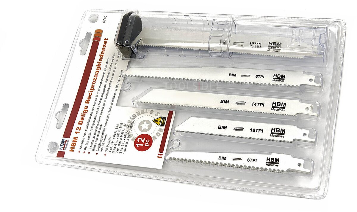 HBM 12 Delige Bi-Metaal Reciprozaagbladenset