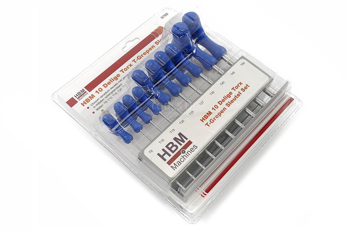 HBM 10-delt Torx T-håndtak nøkkel sett HBM 10-delt Torx T-håndtak nøkkel sett