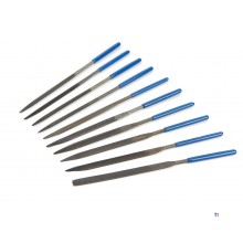 Set Di 10 Lime Ad Ago Diamantate - 140 Mm Con Manico In PVC - Per Gioielleria, Vetro, Legno E Metallo - Punta Fine 3 Mm