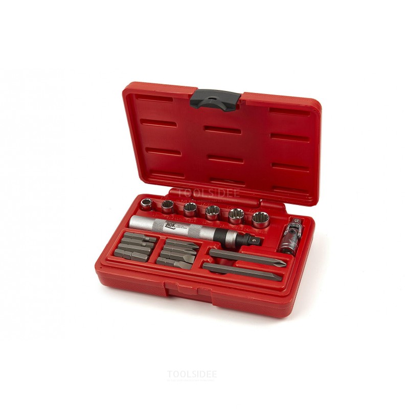 AOK 18-piece Professional Impact Wrench Set with Bits and Sockets