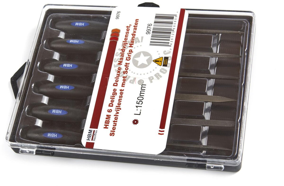 HBM 6 stykke Deluxe nålefil sæt, nøglefil sæt med bløde greb håndtag HBM 6 stykke Deluxe nålefil sæt, nøglefil sæt med bløde greb håndtag