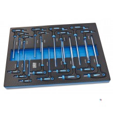 HBM 18 Piece T-Handles INCH Sizes Carbon Foam Inlay for Tool Trolley