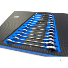  HBM 13-osainen rengas, räikkä, jakoavainsarja INCH hiilivaahtoa työkaluvaunuun