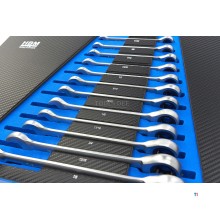  HBM 13-osainen rengas, räikkä, jakoavainsarja INCH hiilivaahtoa työkaluvaunuun