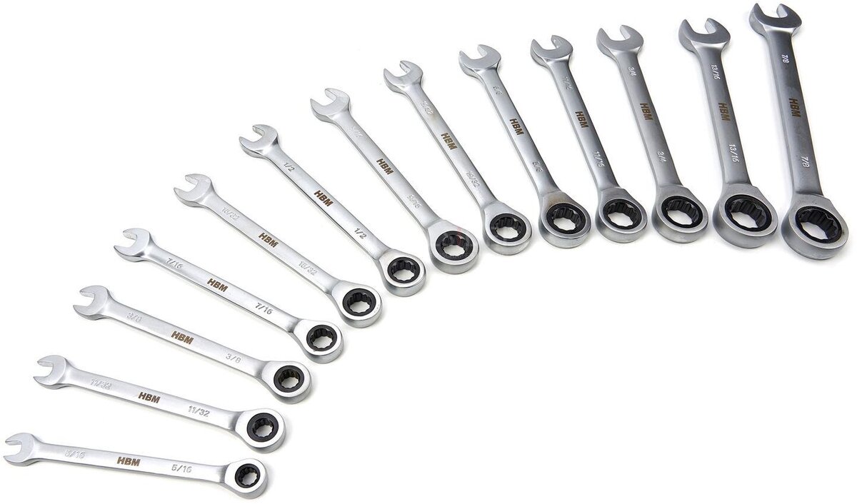  HBM 13-osainen rengas, räikkä, jakoavainsarja INCH hiilivaahtoa työkaluvaunuun