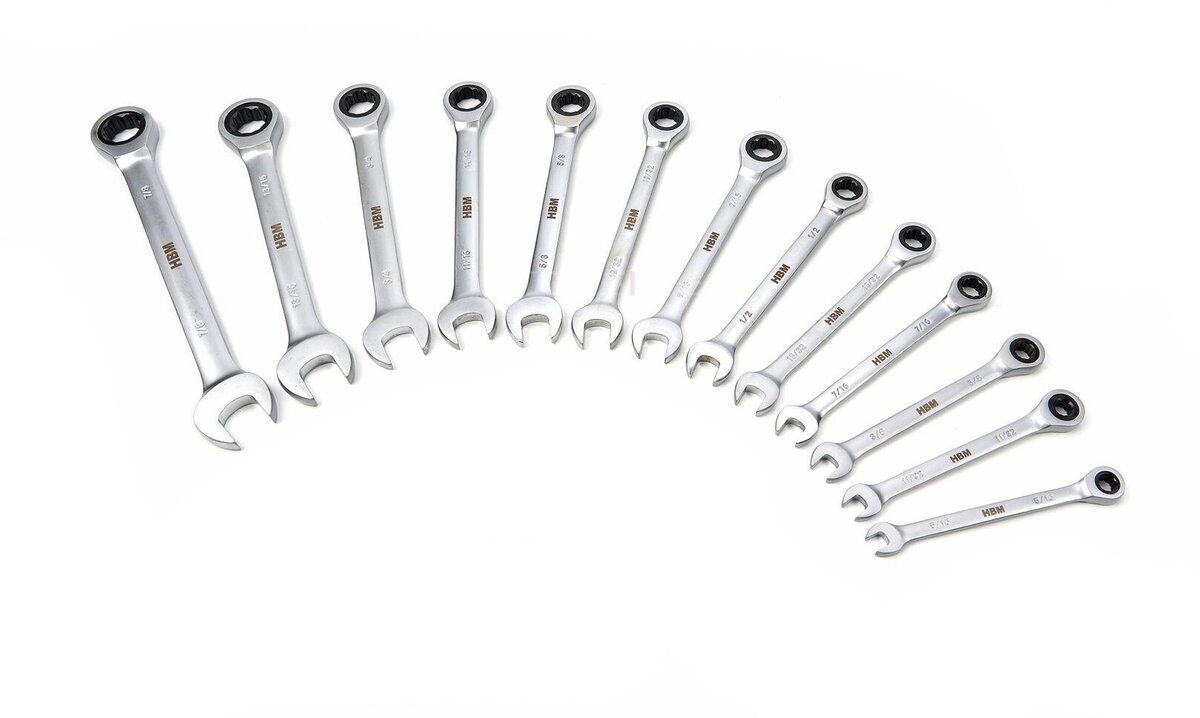  HBM 13-osainen rengas, räikkä, jakoavainsarja INCH hiilivaahtoa työkaluvaunuun