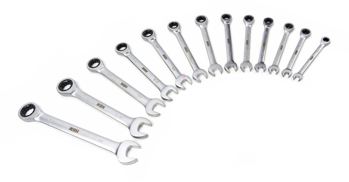  HBM 13-osainen rengas, räikkä, jakoavainsarja INCH hiilivaahtoa työkaluvaunuun