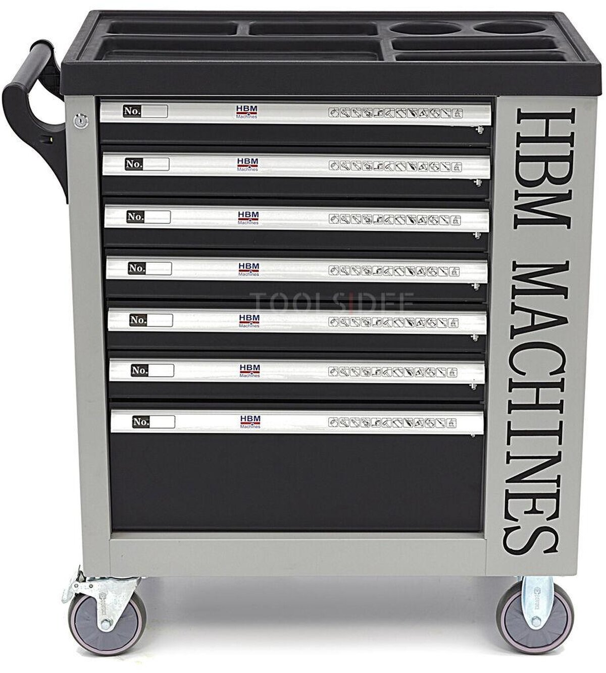 Chariot à outils HBM Premium rempli avec porte - 245 pièces en tailles en pouces Chariot à outils HBM Premium rempli avec porte - 245 pièces en tailles en pouces