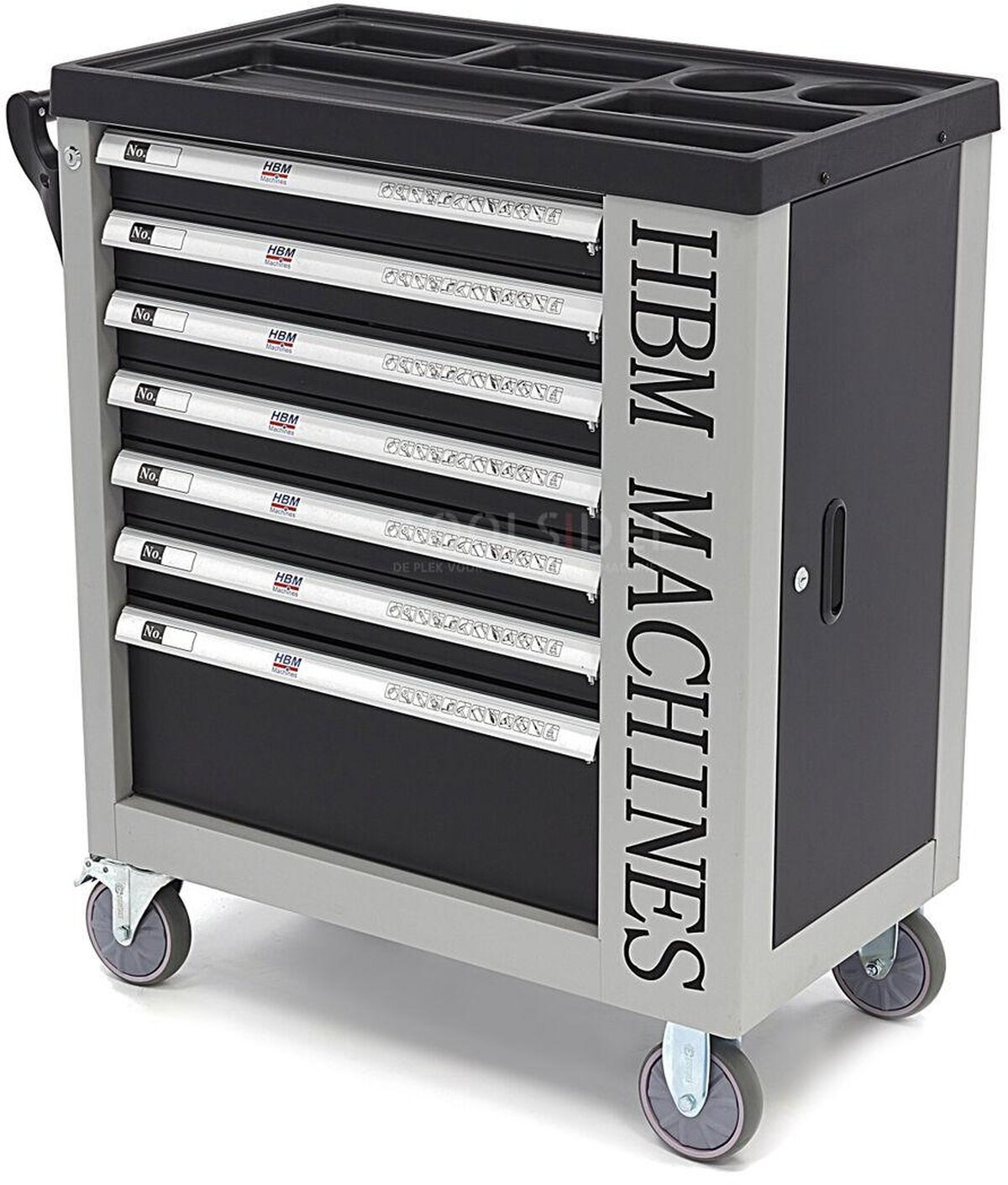 Chariot à outils HBM Premium rempli avec porte - 245 pièces en tailles en pouces Chariot à outils HBM Premium rempli avec porte - 245 pièces en tailles en pouces