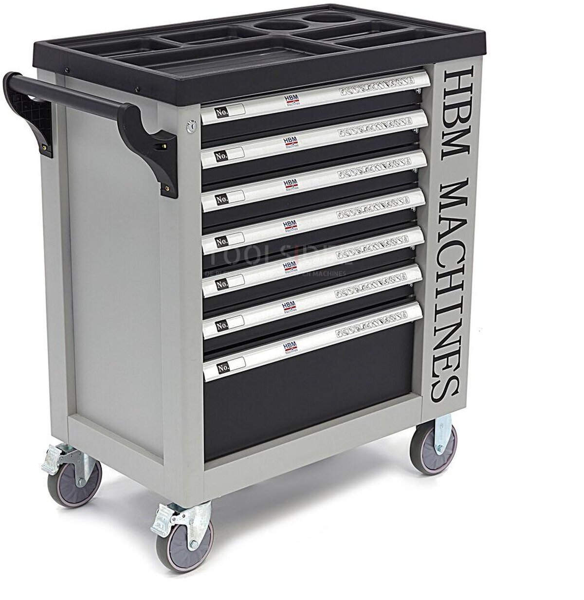 Chariot à outils HBM Premium rempli avec porte - 245 pièces en tailles en pouces Chariot à outils HBM Premium rempli avec porte - 245 pièces en tailles en pouces