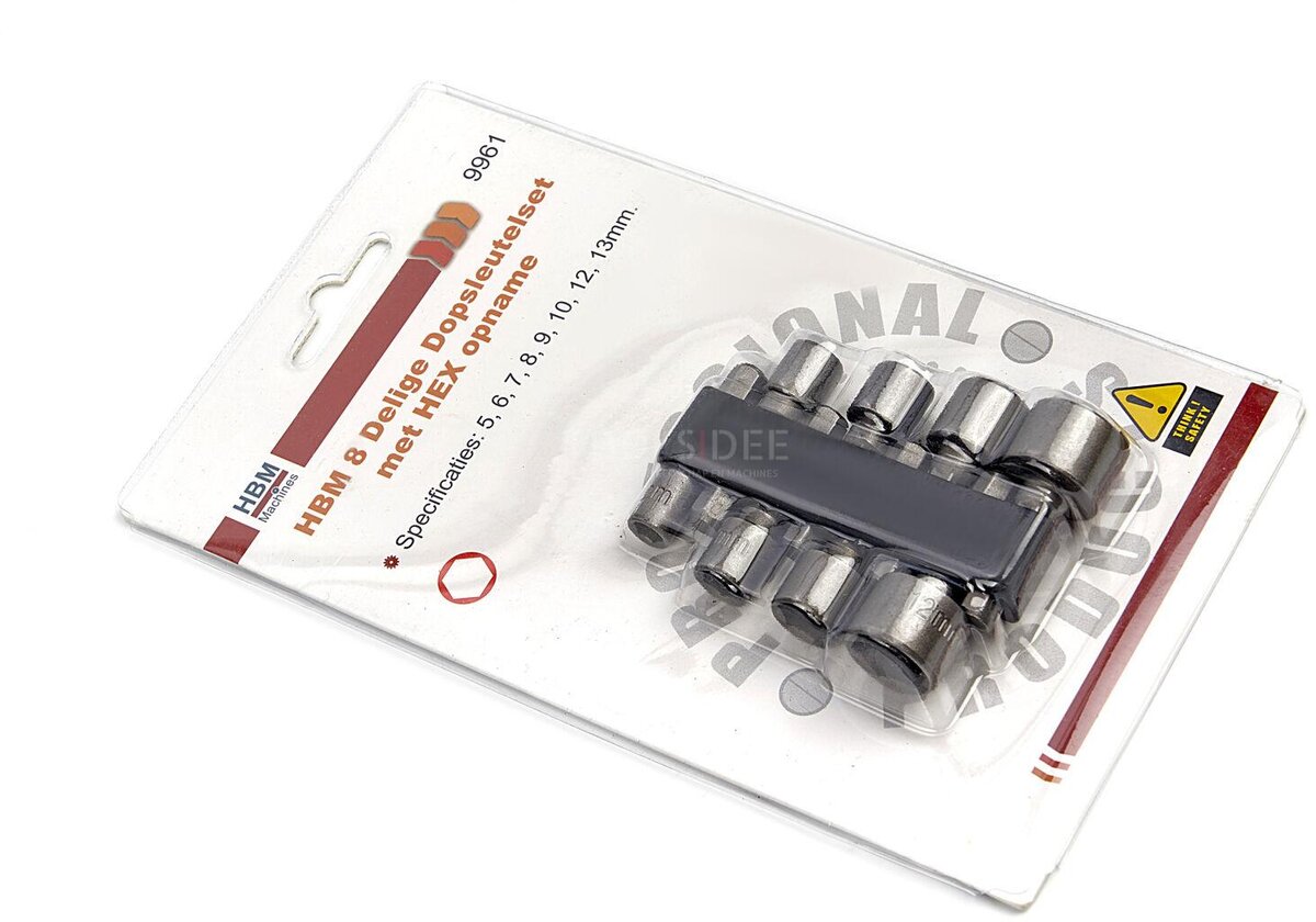 HBM 8-piece socket wrench set with HEX recording
