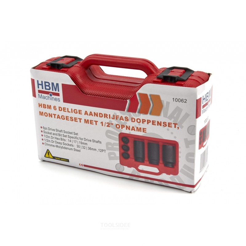 HBM 6 Piece Drive Shaft Socket Set, Mounting Set With 1/2 Mount