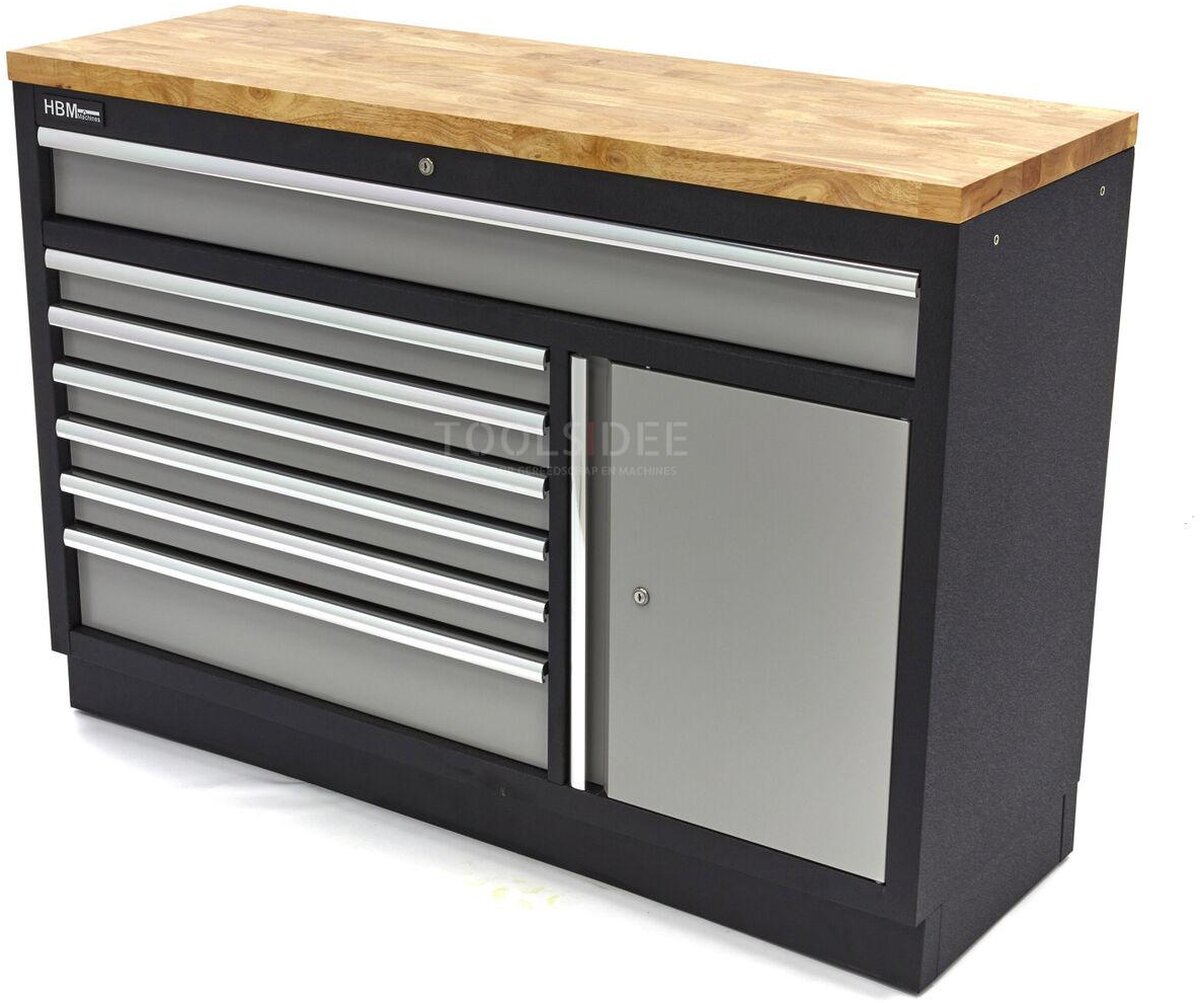 HBM 7 Loading 136 cm. Professional Tool Cabinet, Workbench With Door For Workshop Equipment