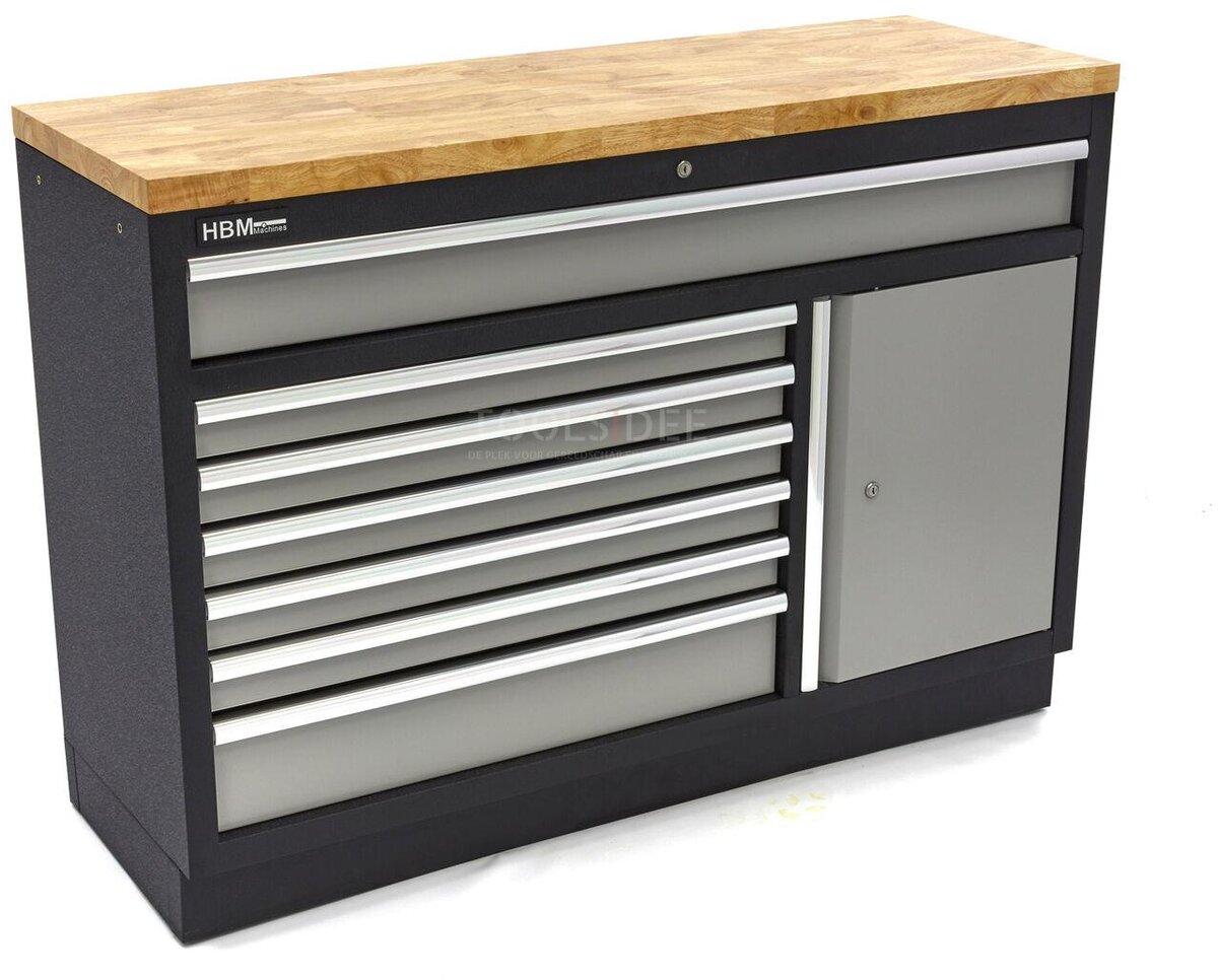HBM 7 Loading 136 cm. Professional Tool Cabinet, Workbench With Door For Workshop Equipment