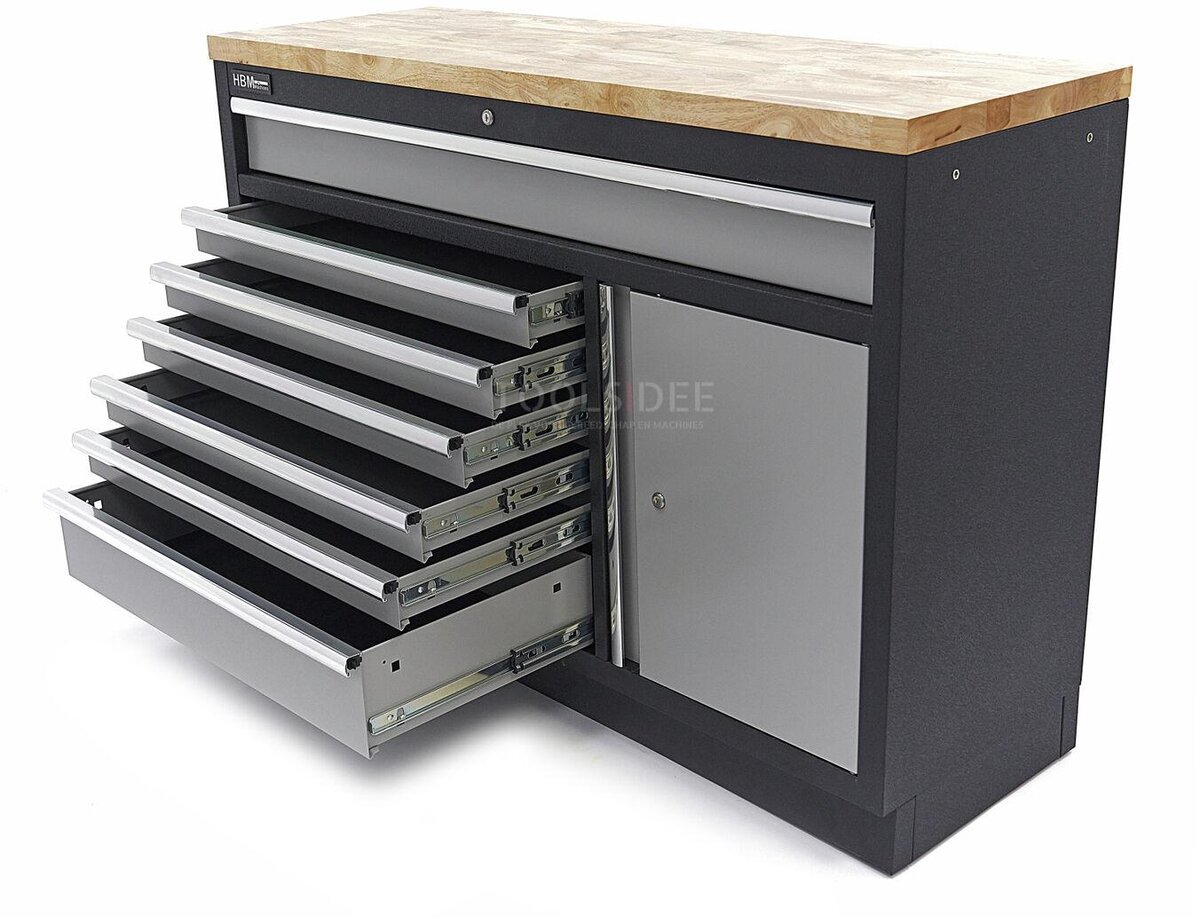 HBM 7 Loading 136 cm. Professional Tool Cabinet, Workbench With Door For Workshop Equipment
