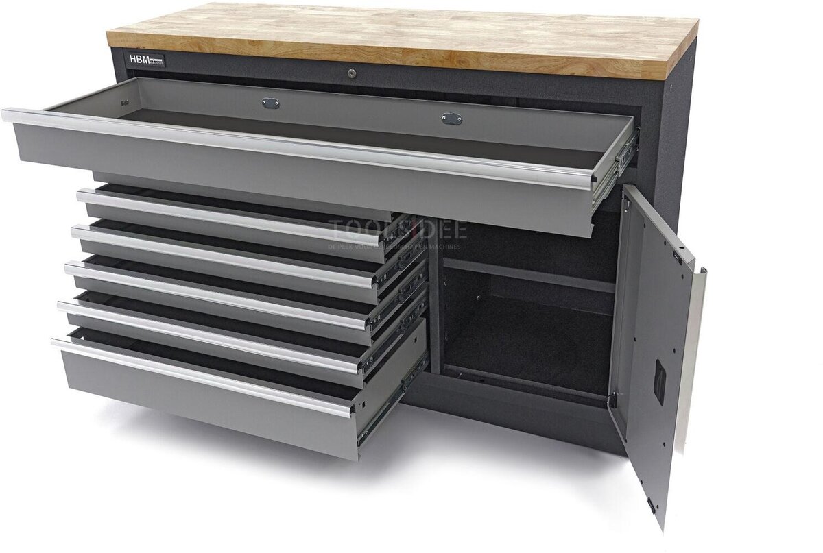HBM 7 Loading 136 cm. Professional Tool Cabinet, Workbench With Door For Workshop Equipment