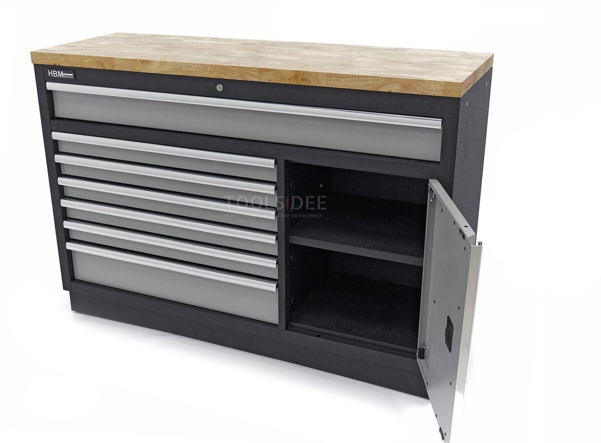 HBM 7 Loading 136 cm. Professional Tool Cabinet, Workbench With Door For Workshop Equipment