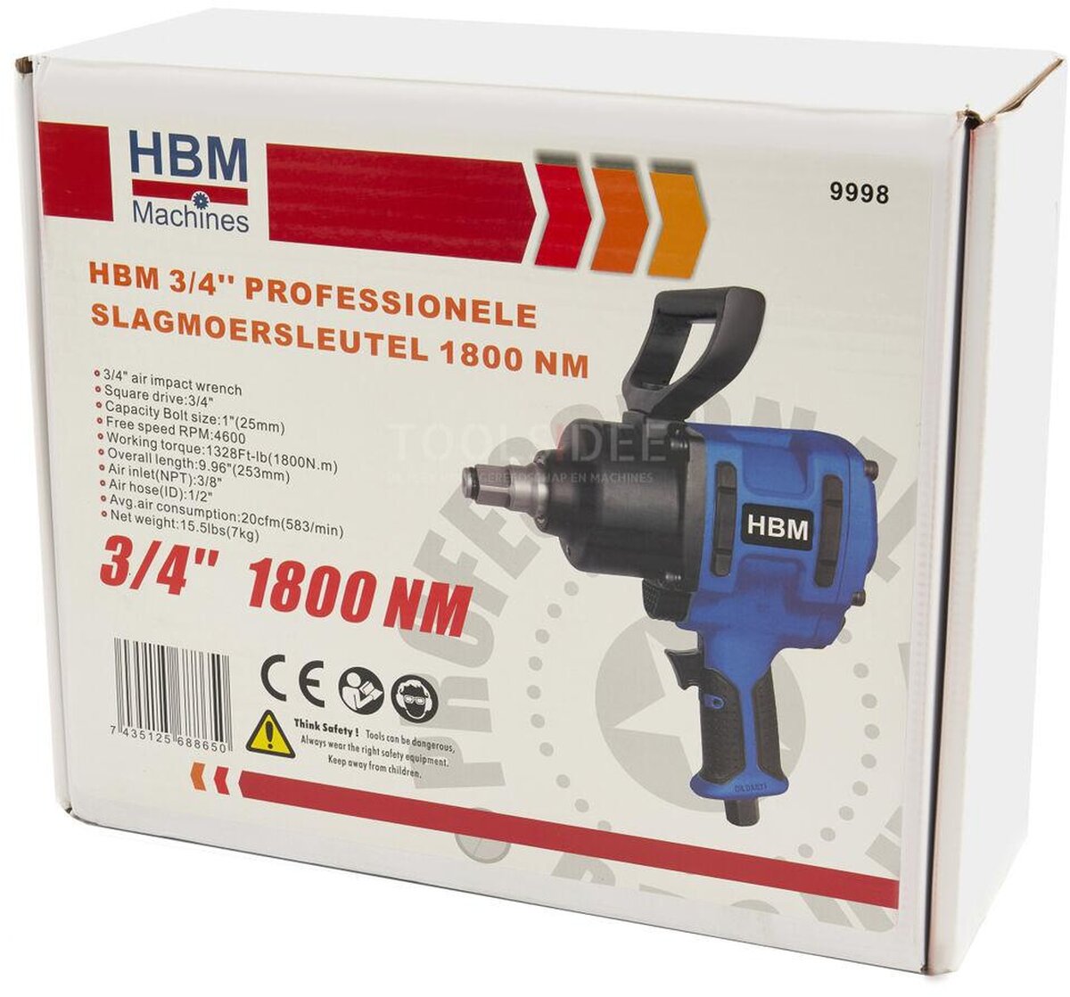 HBM 3/4 '' profesjonell slagnøkkel 1800 NM HBM 3/4 '' profesjonell slagnøkkel 1800 NM