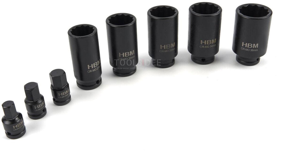 HBM 8-delt drevaksel-sæt, monteringssæt med 1/2 