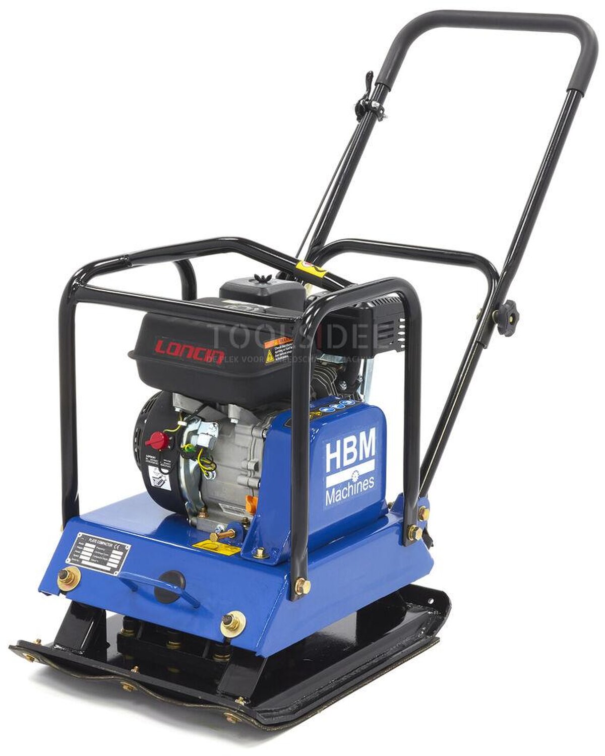 Plaque vibrante HBM Professional 6,5 HP avec roues et plaque de protection de pavage 15000N Plaque vibrante HBM Professional 6,5 HP avec roues et plaque de protection de pavage 15000N