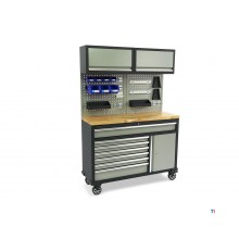 HBM 136 Cm. Professionell mobil arbetsbänk med skåpvägg och tillbehör