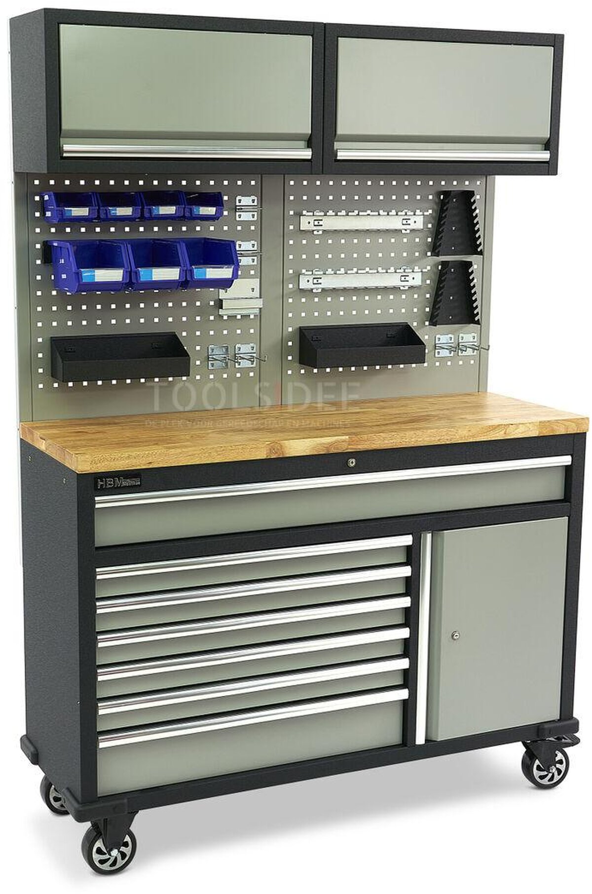 HBM 136 Cm. Professionell mobil arbetsbänk med skåpvägg och tillbehör