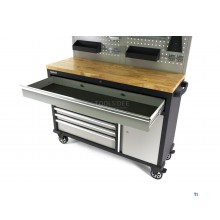 HBM 136 Cm. Professionell mobil arbetsbänk med skåpvägg och tillbehör