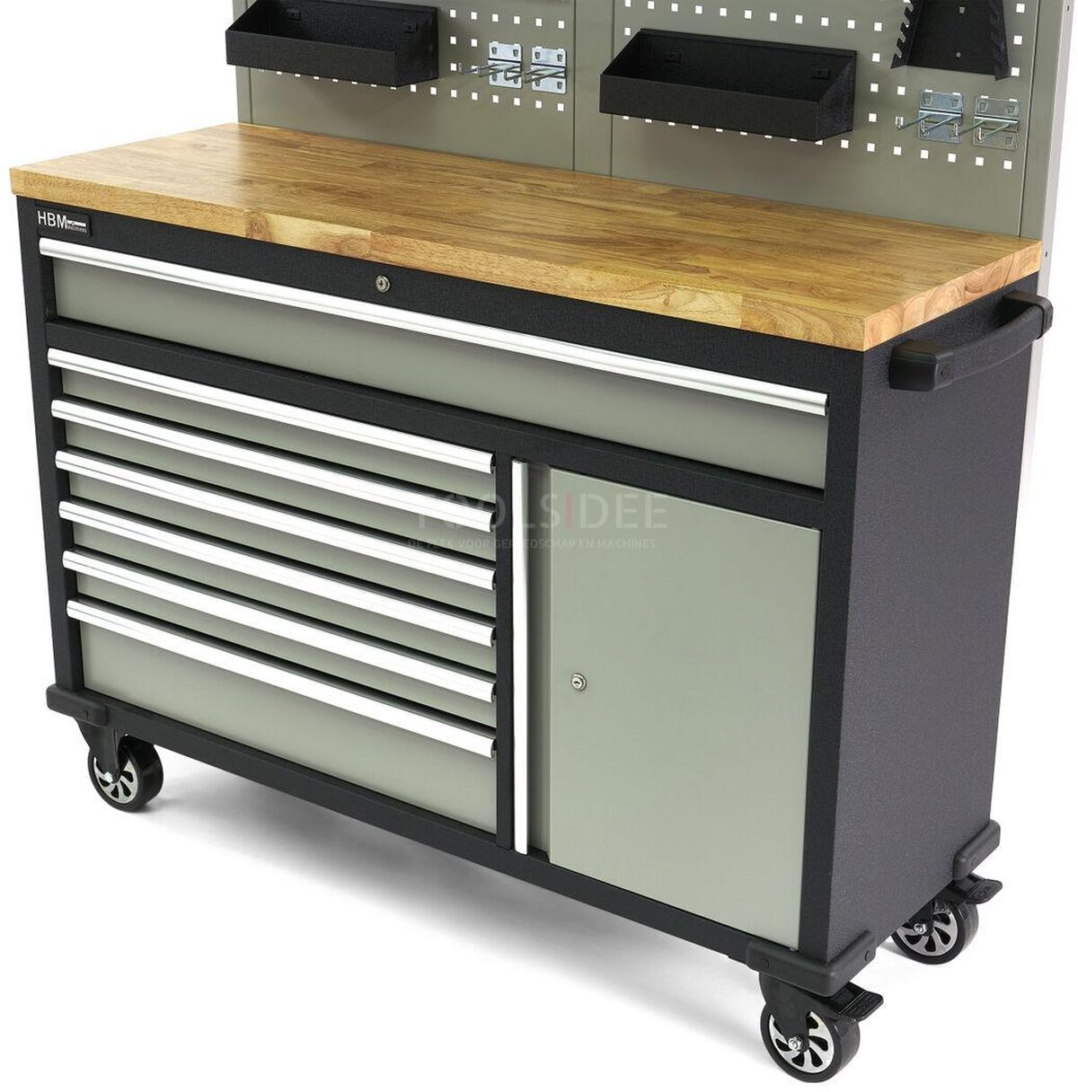 HBM 136 Cm. Professionell mobil arbetsbänk med skåpvägg och tillbehör
