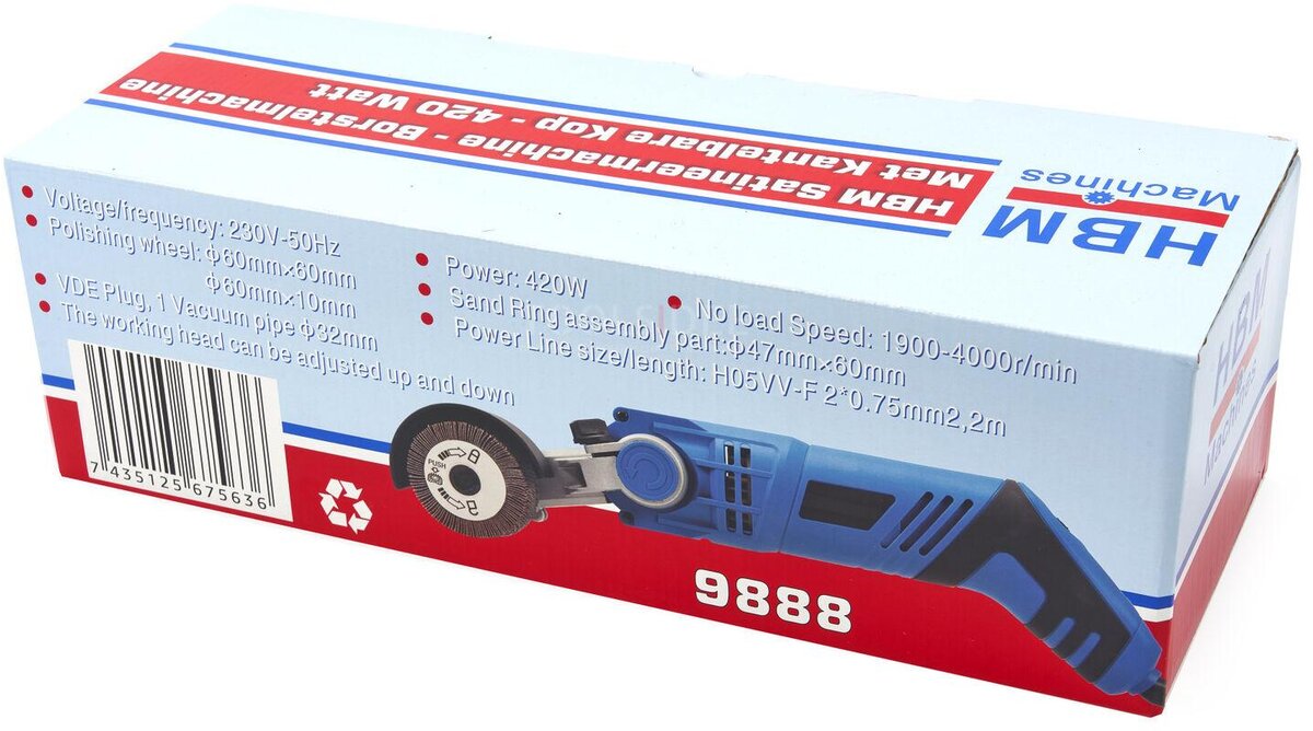 HBM Satineermachine - Borstelmachine Met Kantelbare Kop - 420 Watt HBM Satineermachine - Borstelmachine Met Kantelbare Kop - 420 Watt