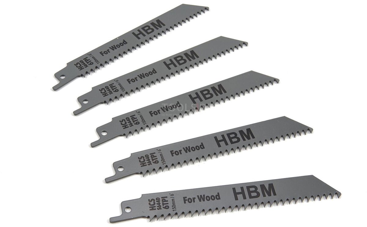 HBM 5-teiliger 150-mm-6-TPI-Stichsägeblatt-Satz für Holz