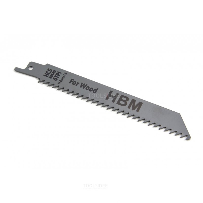 HBM 5 Pieza 150 mm. Juego de hojas de sierra recíproca de 6 TPI para madera