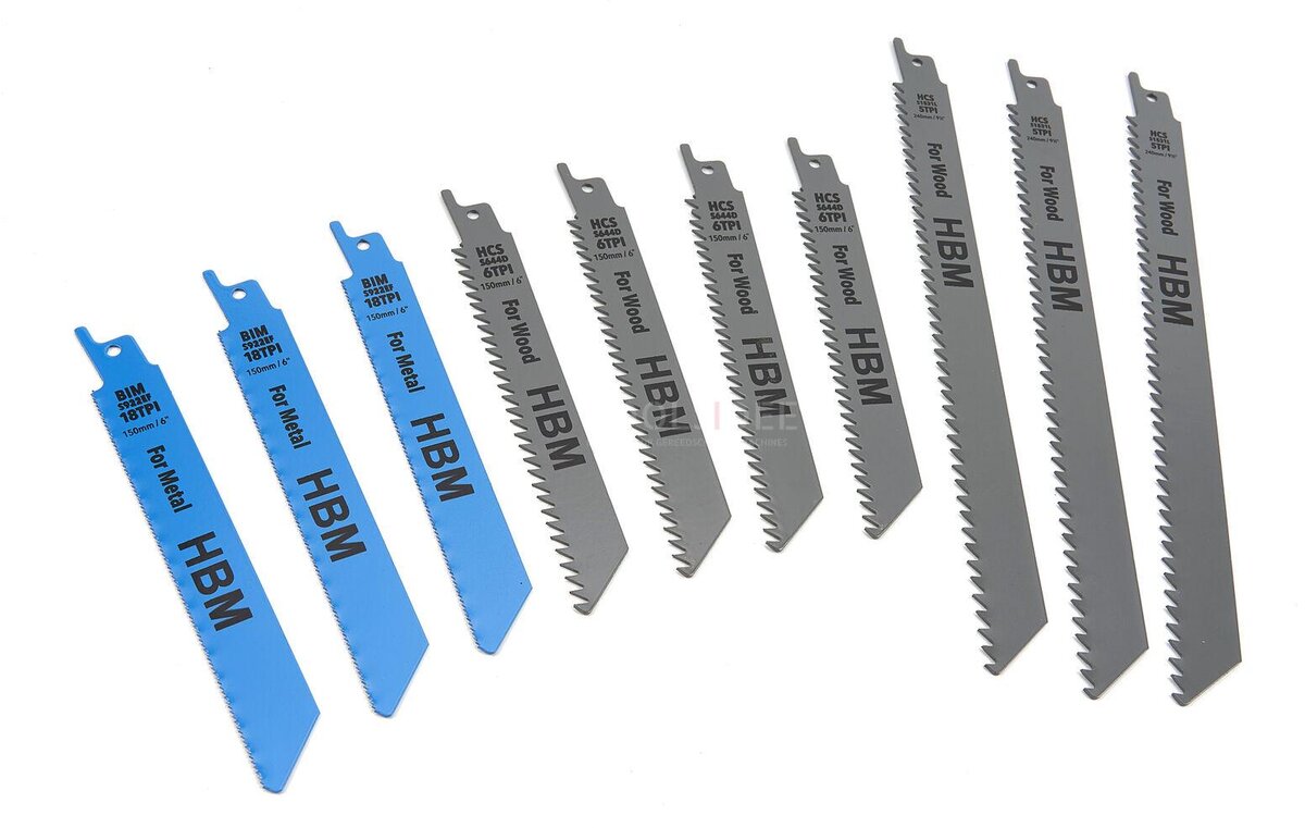HBM 10-delars sticksågsats för trä och metall