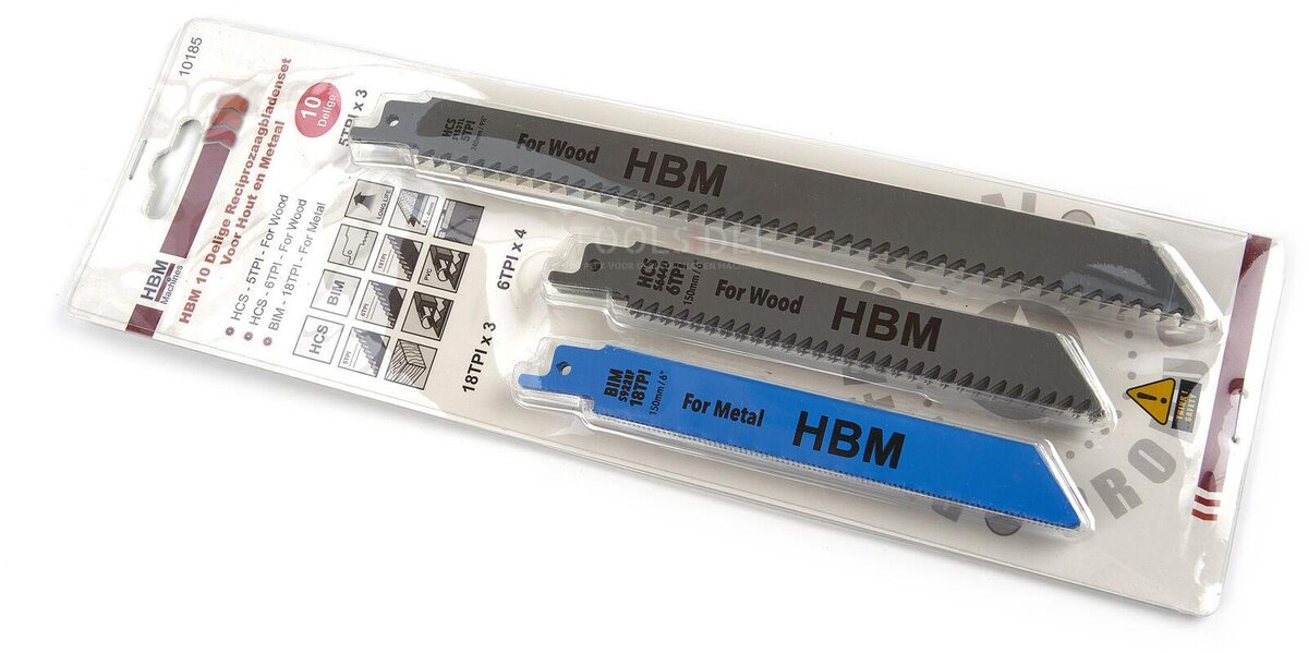 HBM 10-delars sticksågsats för trä och metall