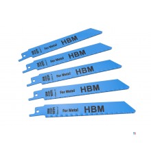 HBM 5 stykke 150 mm. 18 TPI-stempel savklinge sæt til metal