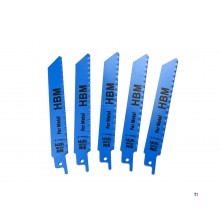HBM 5 Delige 150 mm. 18 TPI Reciprozaagbladenset Voor Metaal