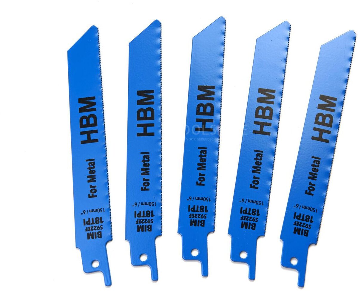 HBM 5 Delige 150 mm. 18 TPI Reciprozaagbladenset Voor Metaal