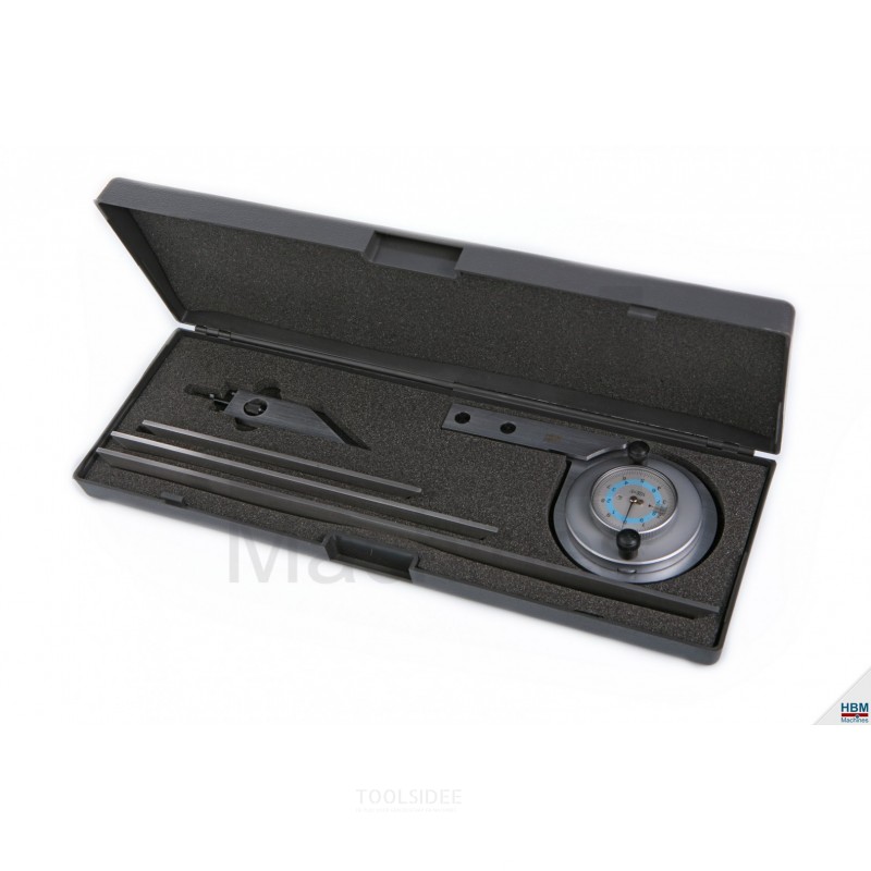 HBM 5-part adjustable protractor with clock