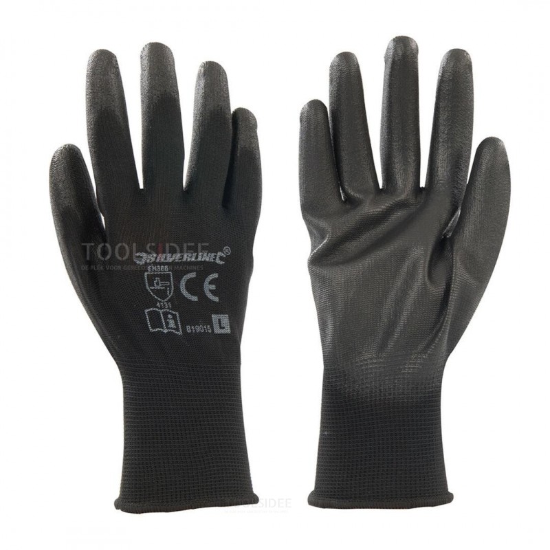 Silverline PU-handske med svart handflata Stor