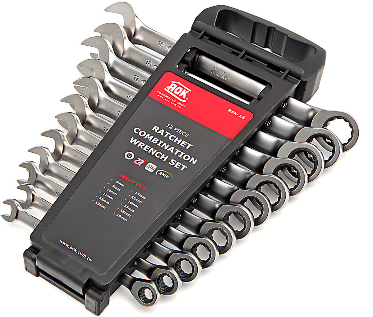 AOK 12 stykke profesjonell ring, ratchet sett, nøkkel sett