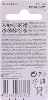 GP CR2430 Lithium knoopcel 3V 1st