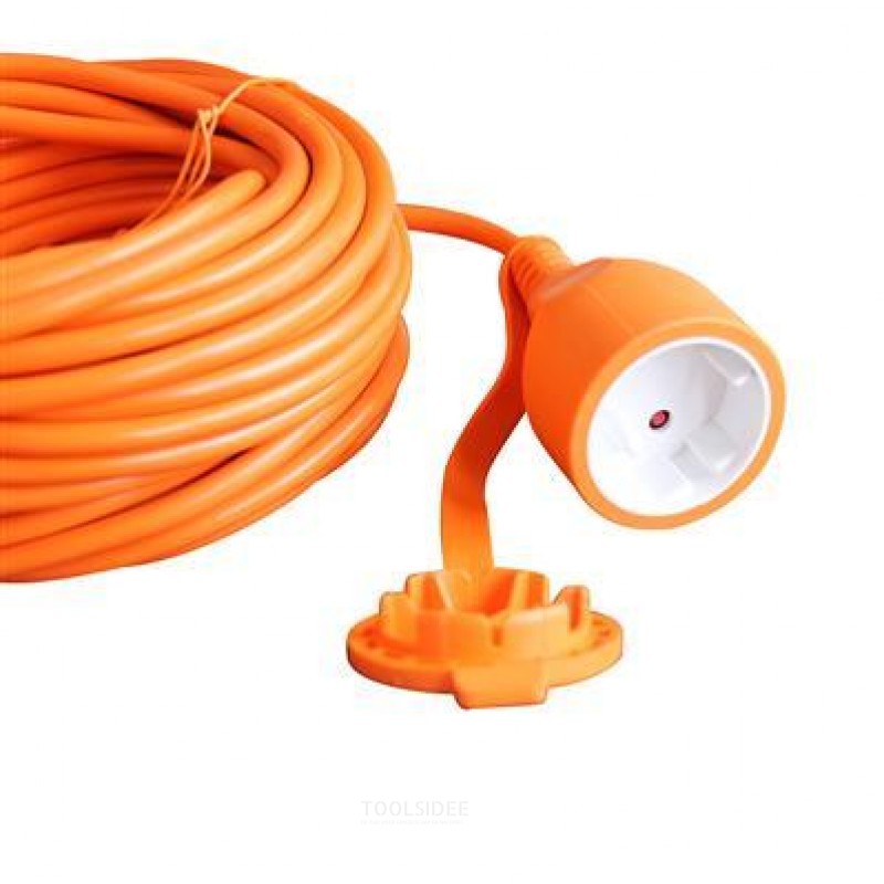 Elektrisk forlængerledning orange 20m 2x1.0mm med ventil