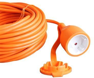 Elektrisk forlængerledning orange 20m 2x1.0mm med ventil