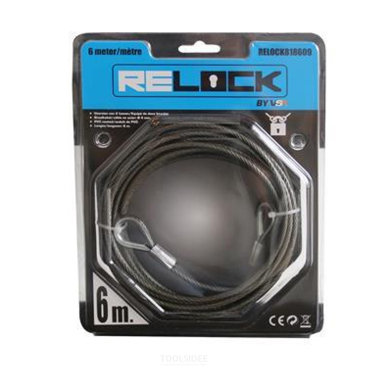 Relock Steel cable 4mm PVC coated 6m